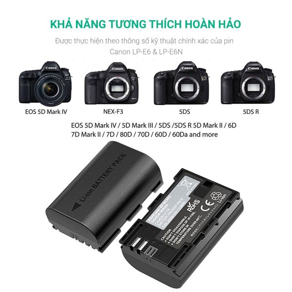 Bộ Pin Sạc Ravpower cho Canon :  LP-E6, LP-E6N
