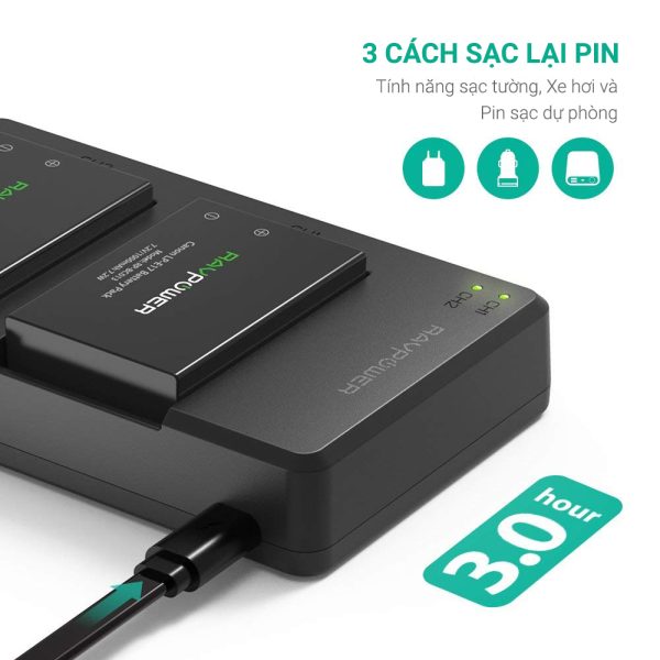 Bộ Pin Sạc Ravpower cho Canon :  LP-E6, LP-E6N - Hình ảnh 2